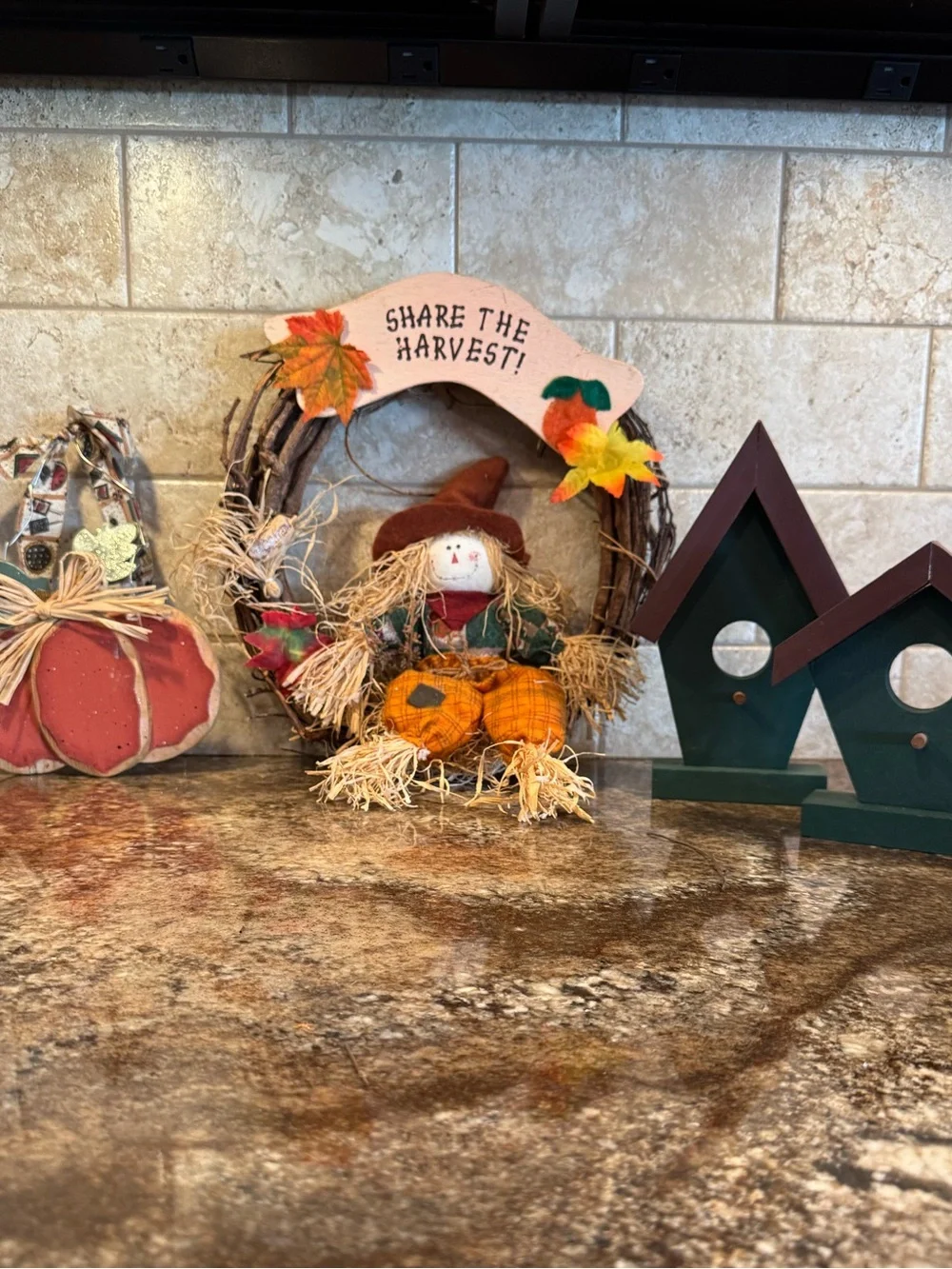 Fall Harvest Decor Lot Scarecrow Wreath Pumpkin Birdhouses Rustic Farmhouse